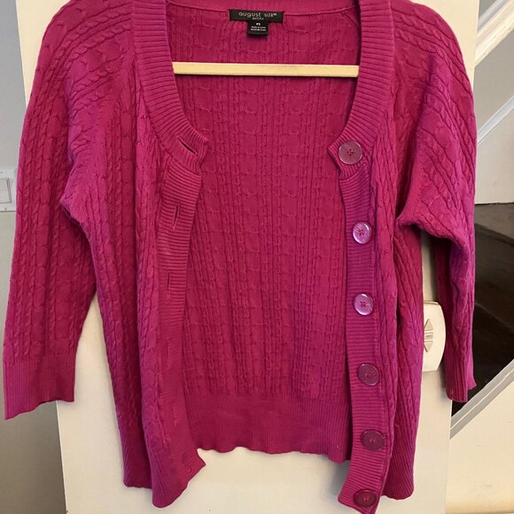 Magenta Cardigan with Big Buttons - Picture 2 of 7